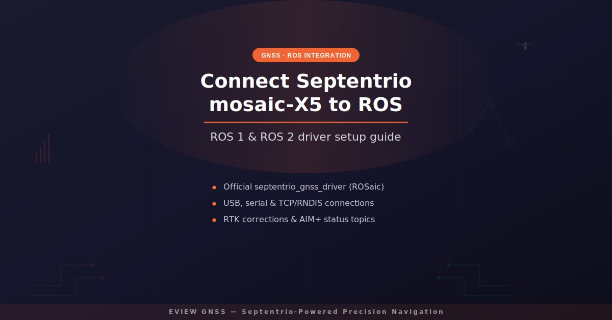 How to connect a Septentrio mosaic-X5 GNSS receiver to ROS: ROS 1 and ROS 2 driver setup with septentrio_gnss_driver, RTK corrections and AIM+ anti-jamming status
