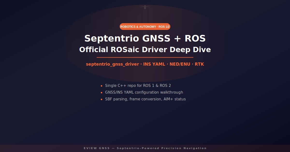 Septentrio GNSS receivers integrated with ROS via the official ROSaic driver