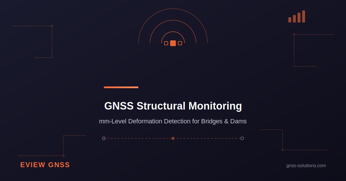 GNSS structural monitoring network on a bridge with satellite signal and mm-level deformation baseline